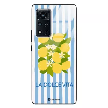 Etui Black Case Glass Dolce Vita do HUAWEI HONOR VIEW V40 5G Cytryny Kwiaty Włochy Lato Wakacje ST_DOC128