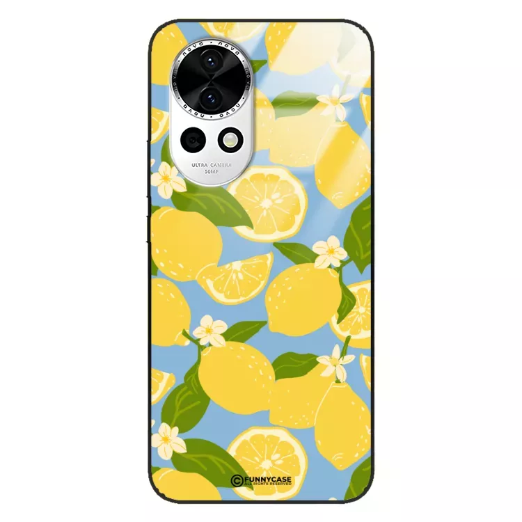 Etui Black Case Glass Dolce Vita do HUAWEI NOVA 12 Cytryny Kwiaty Owoce Lato Natura ST_DOC125
