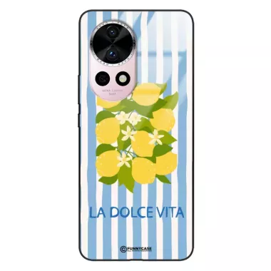 Etui Black Case Glass Dolce Vita do HUAWEI NOVA 12 PRO Cytryny Kwiaty Włochy Lato Wakacje ST_DOC128