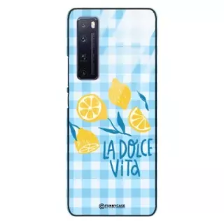 Etui Black Case Glass Dolce Vita do HUAWEI NOVA 7 PRO Cytryny Lato Włochy Wakacje Kratka ST_DOC101