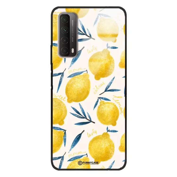 Etui Black Case Glass Dolce Vita do HUAWEI Y7a Cytryny Lato Owoce Wakacje Słońce ST_DOC145
