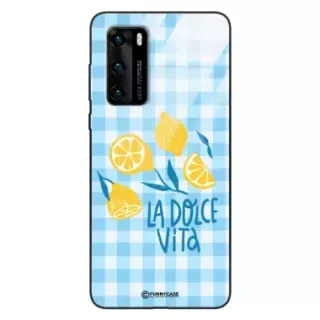 Etui Black Case Glass Dolce Vita do HUAWEI P40 Cytryny Lato Włochy Wakacje Kratka ST_DOC101