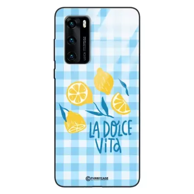 Etui Black Case Glass Dolce Vita do HUAWEI P40 Cytryny Lato Włochy Wakacje Kratka ST_DOC101