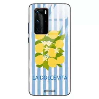 Etui Black Case Glass Dolce Vita do HUAWEI P40 PRO Cytryny Kwiaty Włochy Lato Wakacje ST_DOC128