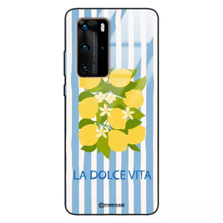 Etui Black Case Glass Dolce Vita do HUAWEI P40 PRO Cytryny Kwiaty Włochy Lato Wakacje ST_DOC128