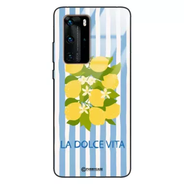 Etui Black Case Glass Dolce Vita do HUAWEI P40 PRO Cytryny Kwiaty Włochy Lato Wakacje ST_DOC128