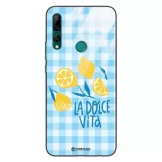 Etui Black Case Glass Dolce Vita do HUAWEI Y9 PRIME 2019 Cytryny Lato Włochy Wakacje Kratka ST_DOC101