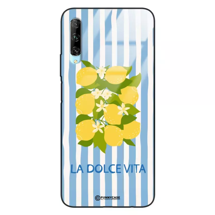 Etui Black Case Glass Dolce Vita do HUAWEI Y9S Cytryny Kwiaty Włochy Lato Wakacje ST_DOC128