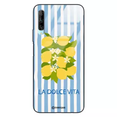 Etui Black Case Glass Dolce Vita do HUAWEI Y9S Cytryny Kwiaty Włochy Lato Wakacje ST_DOC128