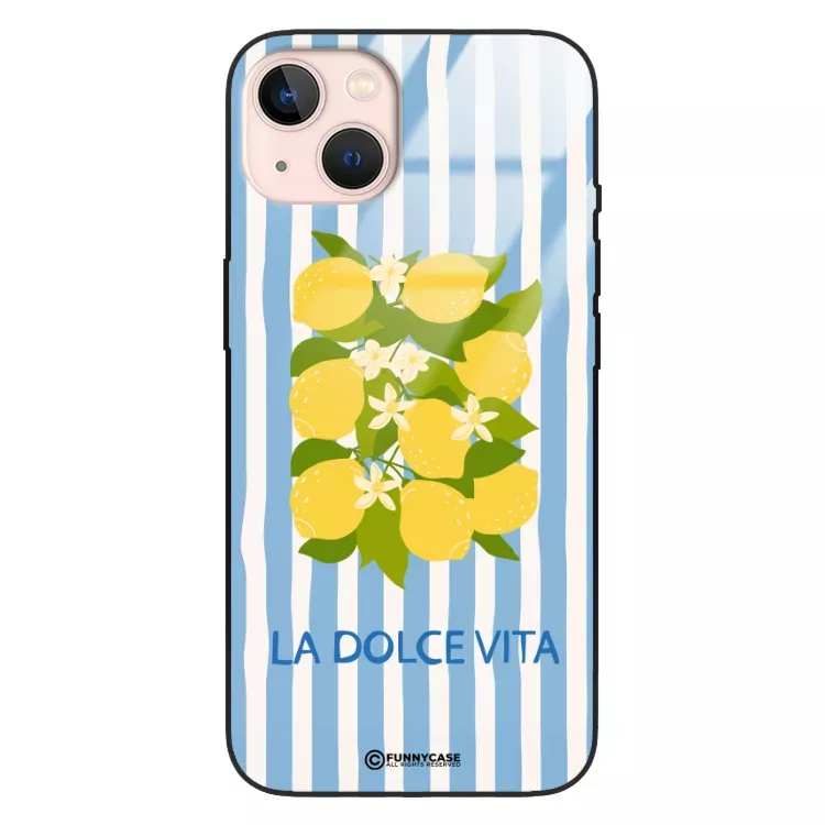 Etui Black Case Glass Dolce Vita do APPLE IPHONE 13 Cytryny Kwiaty Włochy Lato Wakacje ST_DOC128