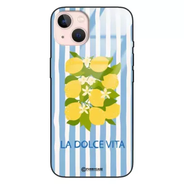 Etui Black Case Glass Dolce Vita do APPLE IPHONE 13 Cytryny Kwiaty Włochy Lato Wakacje ST_DOC128