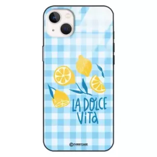 Etui Black Case Glass Dolce Vita do APPLE IPHONE 14 PLUS Cytryny Lato Włochy Wakacje Kratka ST_DOC101