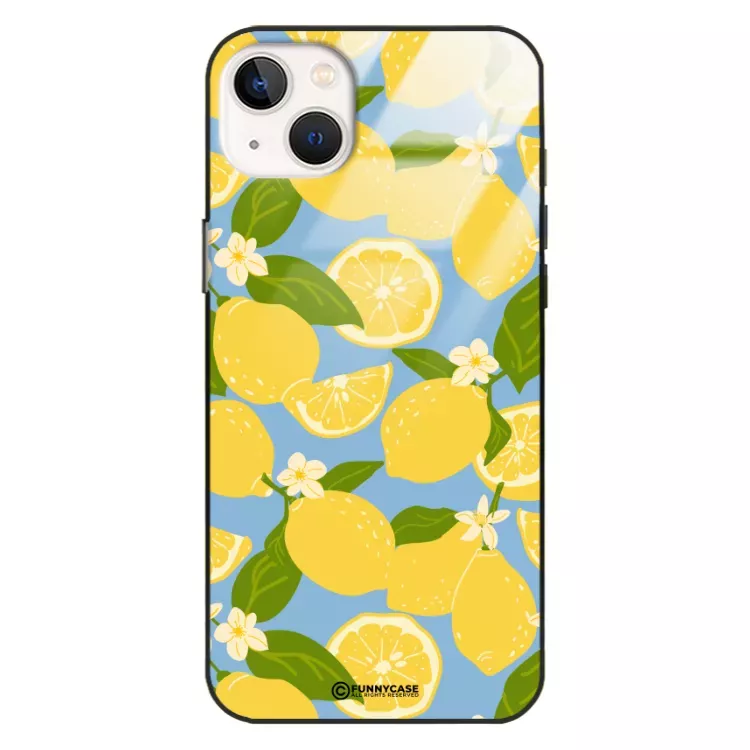 Etui Black Case Glass Dolce Vita do APPLE IPHONE 15 PLUS Cytryny Kwiaty Owoce Lato Natura ST_DOC125