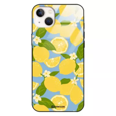 Etui Black Case Glass Dolce Vita do APPLE IPHONE 15 PLUS Cytryny Kwiaty Owoce Lato Natura ST_DOC125