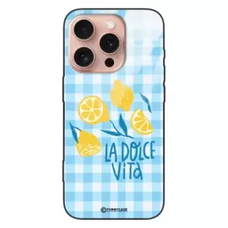 Etui Black Case Glass Dolce Vita do APPLE IPHONE 16 PRO Cytryny Lato Włochy Wakacje Kratka ST_DOC101