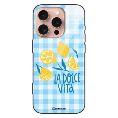 Etui Black Case Glass Dolce Vita do APPLE IPHONE 16 PRO Cytryny Lato Włochy Wakacje Kratka ST_DOC101
