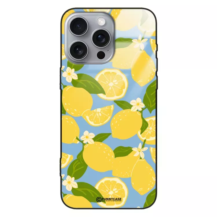 Etui Black Case Glass Dolce Vita do APPLE IPHONE 16 PRO MAX Cytryny Kwiaty Owoce Lato Natura ST_DOC125