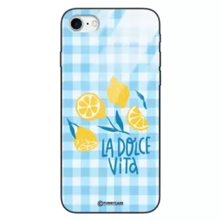 Etui Black Case Glass Dolce Vita do APPLE IPHONE 7 Cytryny Lato Włochy Wakacje Kratka ST_DOC101