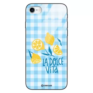 Etui Black Case Glass Dolce Vita do APPLE IPHONE 7 Cytryny Lato Włochy Wakacje Kratka ST_DOC101
