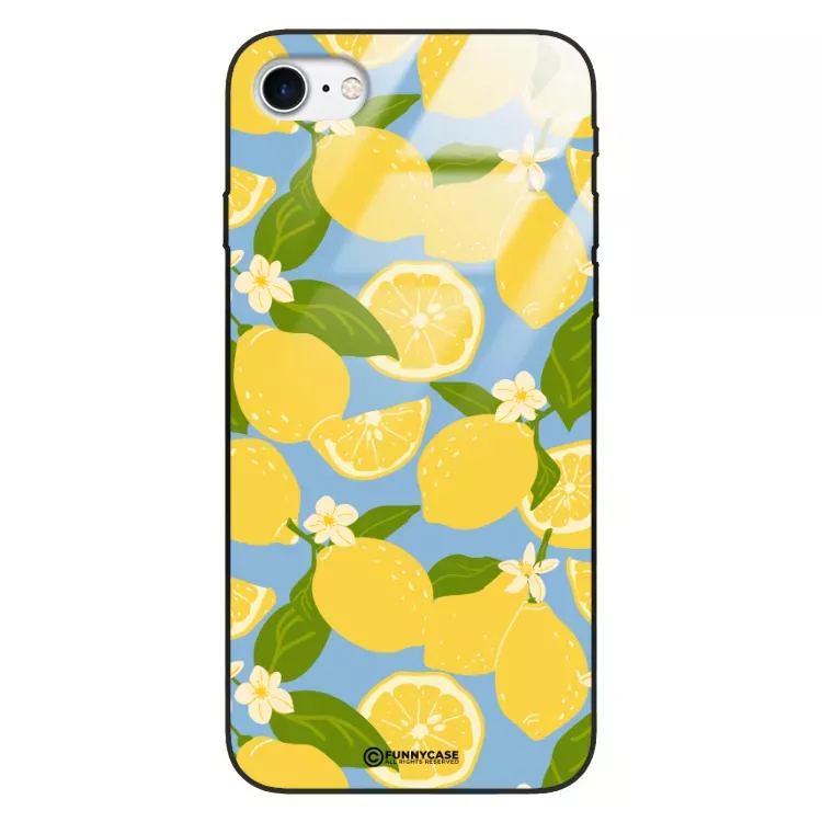 Etui Black Case Glass Dolce Vita do APPLE IPHONE 8 Cytryny Kwiaty Owoce Lato Natura ST_DOC125