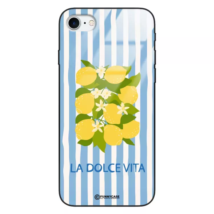 Etui Black Case Glass Dolce Vita do APPLE iPHONE SE2 Cytryny Kwiaty Włochy Lato Wakacje ST_DOC128