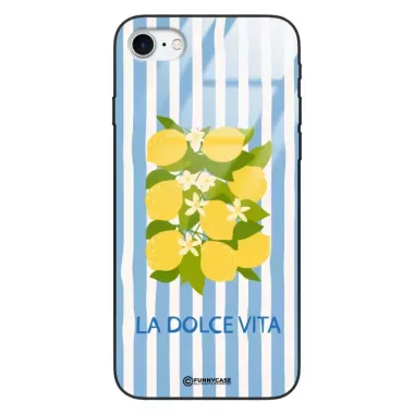 Etui Black Case Glass Dolce Vita do APPLE iPHONE SE2 Cytryny Kwiaty Włochy Lato Wakacje ST_DOC128