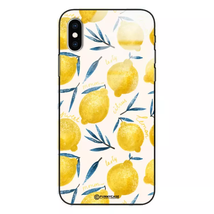 Etui Black Case Glass Dolce Vita do APPLE IPHONE XS Cytryny Lato Owoce Wakacje Słońce ST_DOC145
