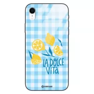 Etui Black Case Glass Dolce Vita do APPLE IPHONE XR Cytryny Lato Włochy Wakacje Kratka ST_DOC101