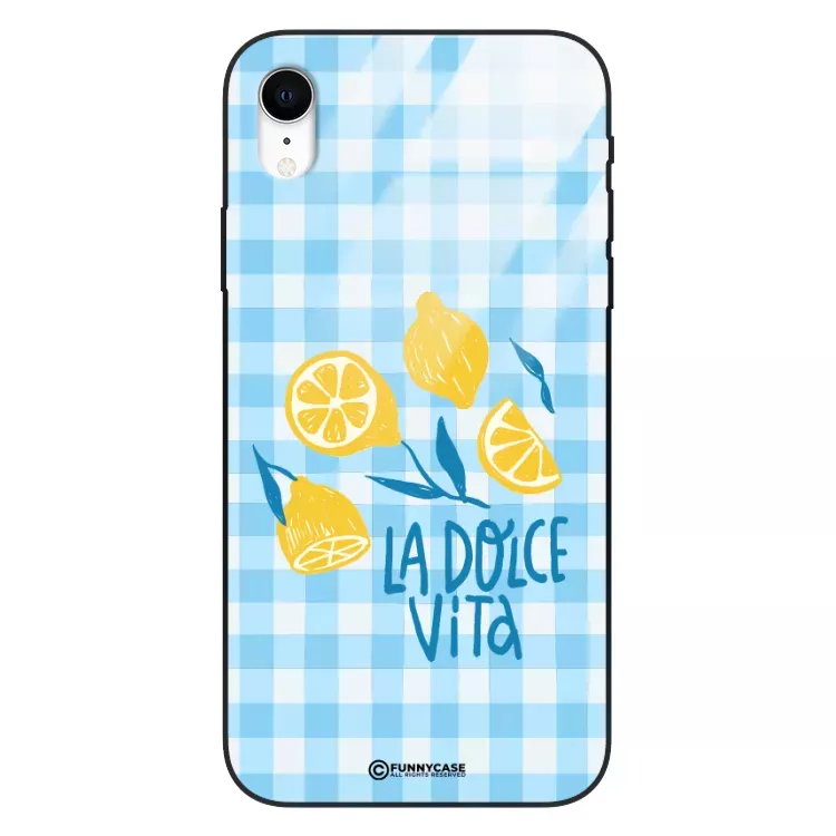 Etui Black Case Glass Dolce Vita do APPLE IPHONE XR Cytryny Lato Włochy Wakacje Kratka ST_DOC101