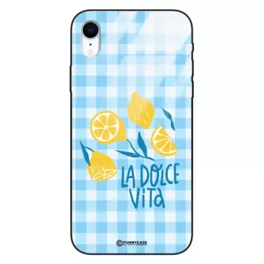 Etui Black Case Glass Dolce Vita do APPLE IPHONE XR Cytryny Lato Włochy Wakacje Kratka ST_DOC101