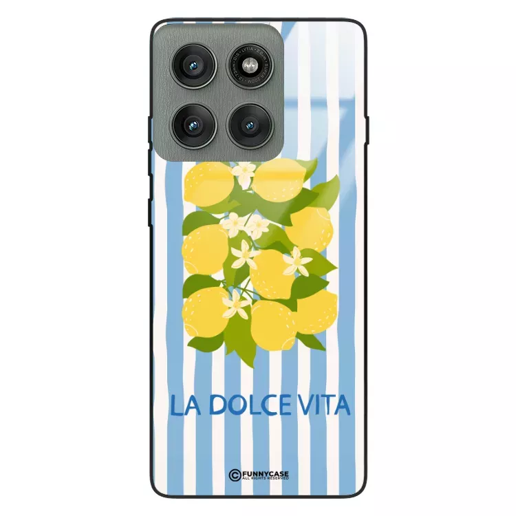 Etui Black Case Glass Dolce Vita do MOTOROLA EDGE 60 PRO 5G Cytryny Kwiaty Włochy Lato Wakacje ST_DOC128