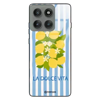 Etui Black Case Glass Dolce Vita do MOTOROLA EDGE 60 PRO 5G Cytryny Kwiaty Włochy Lato Wakacje ST_DOC128