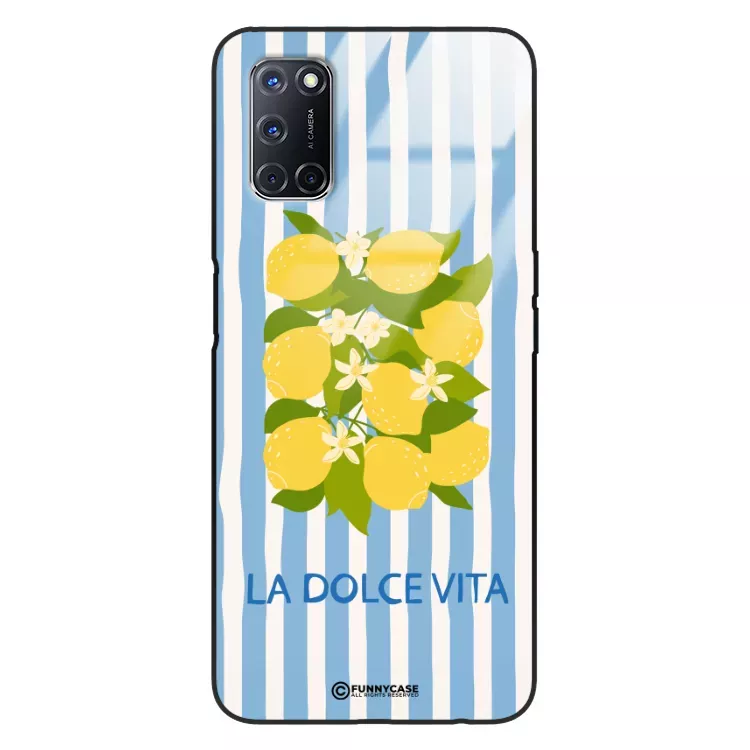Etui Black Case Glass Dolce Vita do OPPO A72 Cytryny Kwiaty Włochy Lato Wakacje ST_DOC128