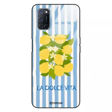 Etui Black Case Glass Dolce Vita do OPPO A72 Cytryny Kwiaty Włochy Lato Wakacje ST_DOC128