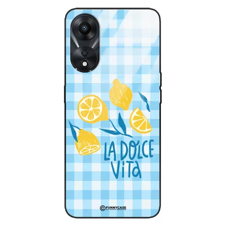 Etui Black Case Glass Dolce Vita do OPPO A78 5G Cytryny Lato Włochy Wakacje Kratka ST_DOC101