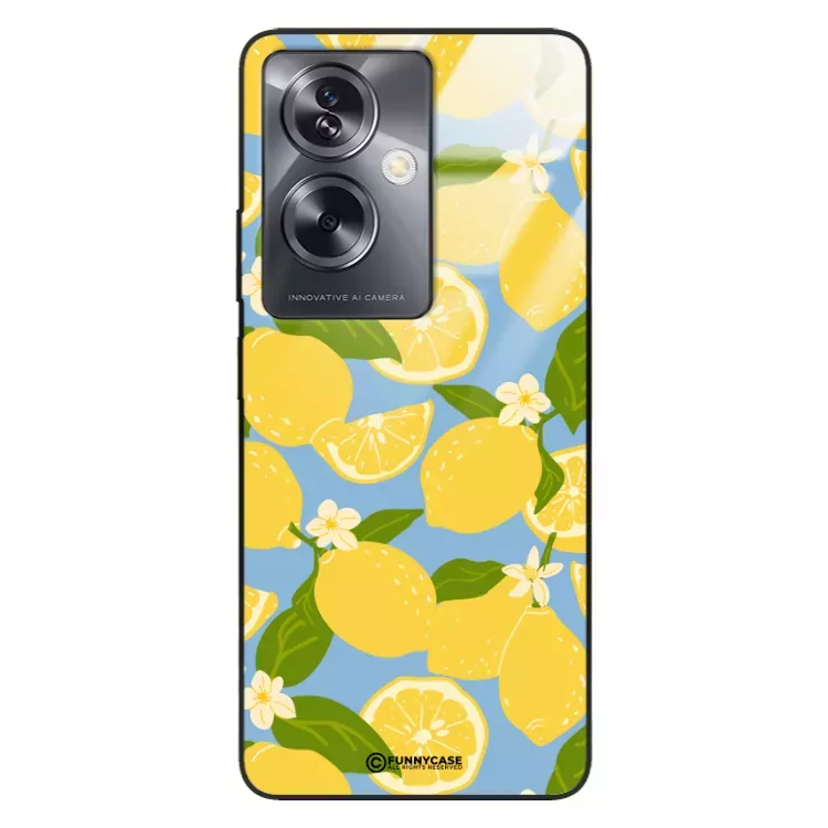 Etui Black Case Glass Dolce Vita do OPPO A79 5G Cytryny Kwiaty Owoce Lato Natura ST_DOC125
