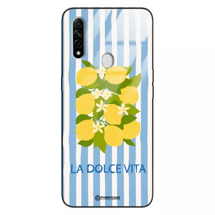 Etui Black Case Glass Dolce Vita do OPPO A31 Cytryny Kwiaty Włochy Lato Wakacje ST_DOC128