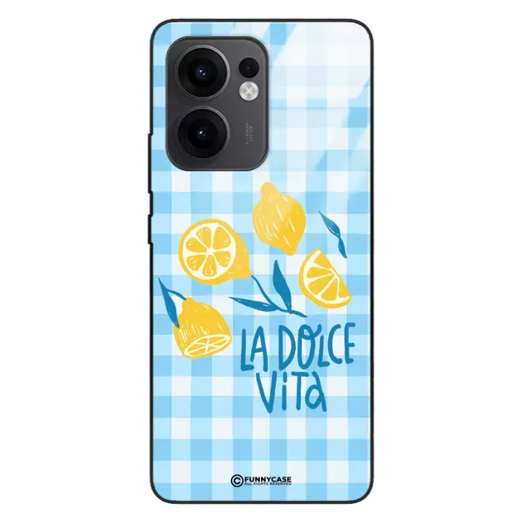 Etui Black Case Glass Dolce Vita do OPPO RENO 13F 5G Cytryny Lato Włochy Wakacje Kratka ST_DOC101