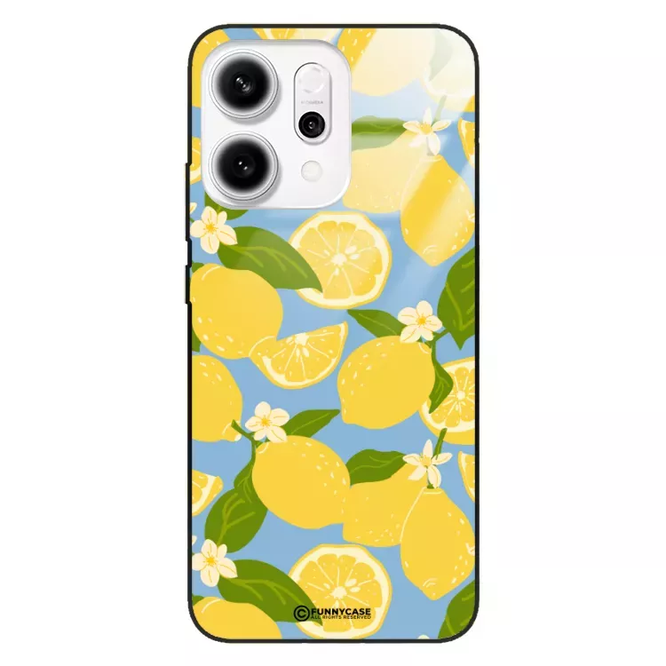 Etui Black Case Glass Dolce Vita do OPPO RENO 14 5G Cytryny Kwiaty Owoce Lato Natura ST_DOC125