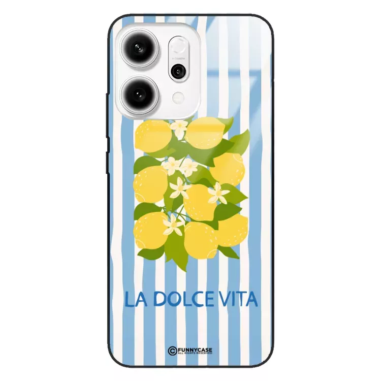 Etui Black Case Glass Dolce Vita do OPPO RENO 14 PRO 5G Cytryny Kwiaty Włochy Lato Wakacje ST_DOC128