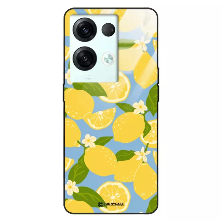 Etui Black Case Glass Dolce Vita do OPPO RENO 8 Cytryny Kwiaty Owoce Lato Natura ST_DOC125