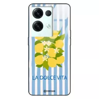 Etui Black Case Glass Dolce Vita do OPPO RENO 8 5G Cytryny Kwiaty Włochy Lato Wakacje ST_DOC128