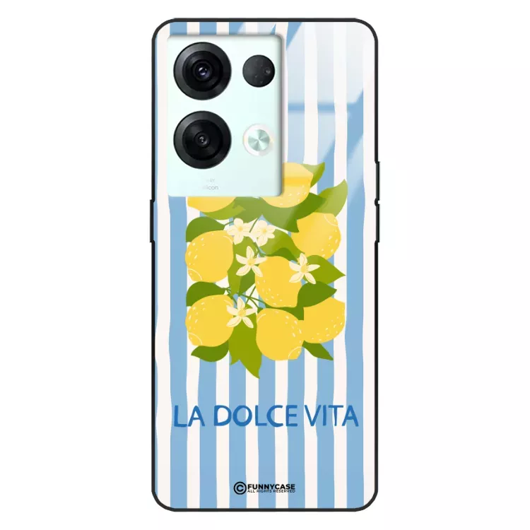 Etui Black Case Glass Dolce Vita do OPPO RENO 8 5G Cytryny Kwiaty Włochy Lato Wakacje ST_DOC128