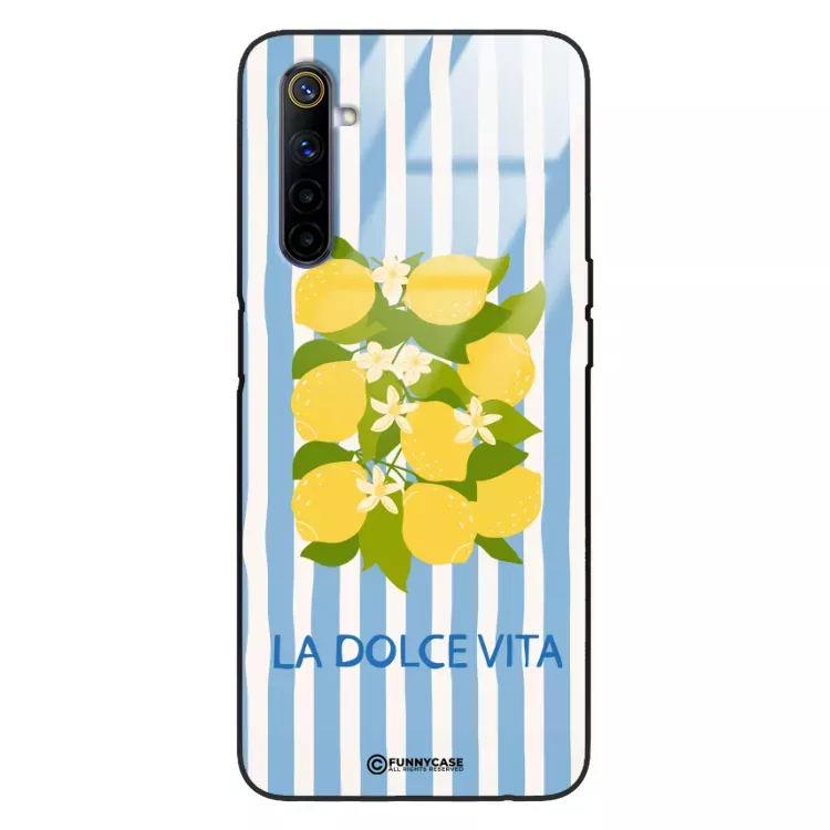 Etui Black Case Glass Dolce Vita do REALME 6 Cytryny Kwiaty Włochy Lato Wakacje ST_DOC128