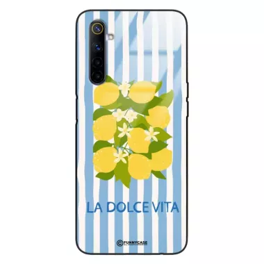 Etui Black Case Glass Dolce Vita do REALME 6 Cytryny Kwiaty Włochy Lato Wakacje ST_DOC128