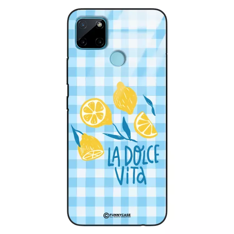 Etui Black Case Glass Dolce Vita do REALME C25Y Cytryny Lato Włochy Wakacje Kratka ST_DOC101