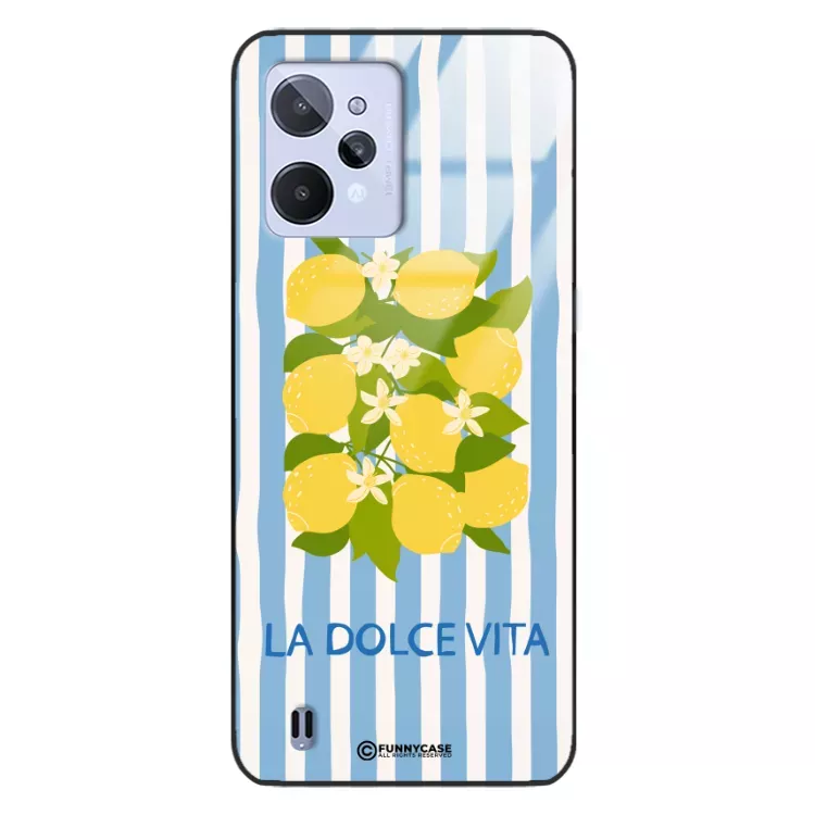 Etui Black Case Glass Dolce Vita do REALME C31 Cytryny Kwiaty Włochy Lato Wakacje ST_DOC128