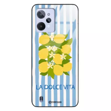 Etui Black Case Glass Dolce Vita do REALME C31 Cytryny Kwiaty Włochy Lato Wakacje ST_DOC128