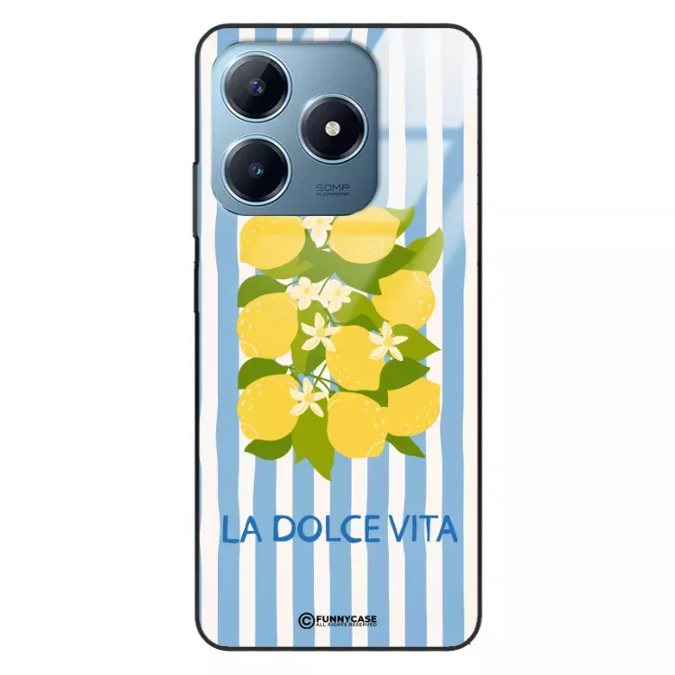 Etui Black Case Glass Dolce Vita do REALME C63 Cytryny Kwiaty Włochy Lato Wakacje ST_DOC128