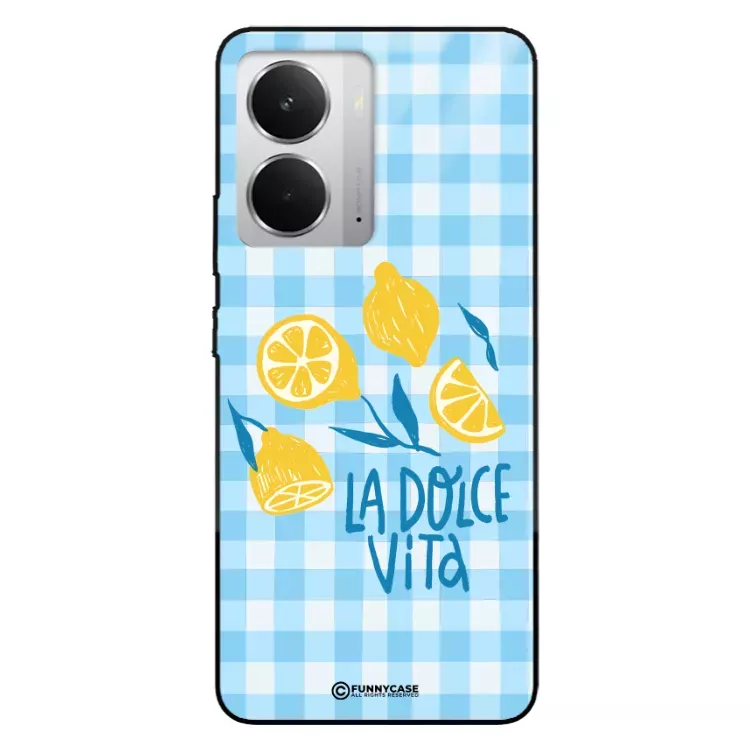 Etui Black Case Glass Dolce Vita do REALME 14 4G Cytryny Lato Włochy Wakacje Kratka ST_DOC101